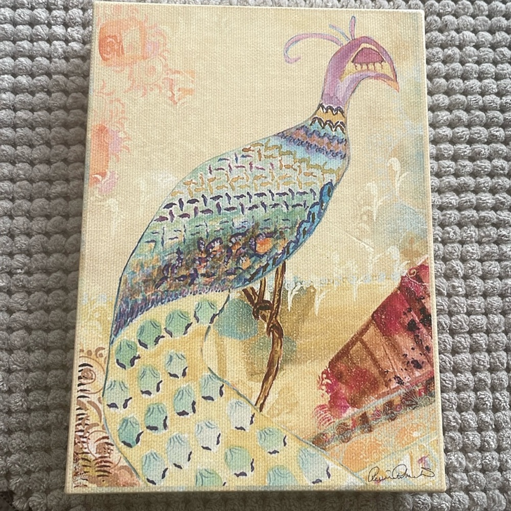 Peacock Canvas wall art painted by me. It is a print on canvas.